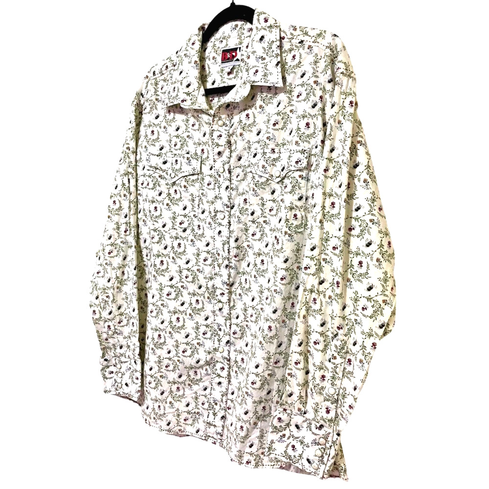 Brooks & Dunn Panhandle Slim Floral Print Pearl Snap Western Shirt XL